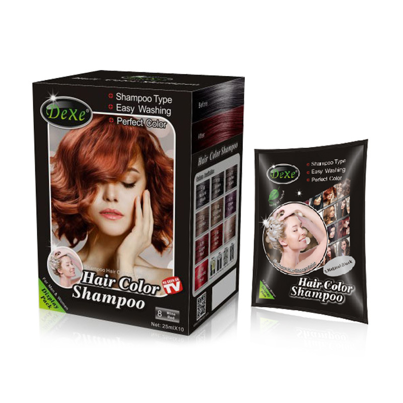 厂家直销DEXE彩色染发护发一洗彩多色染发剂天然无刺激25ml*10