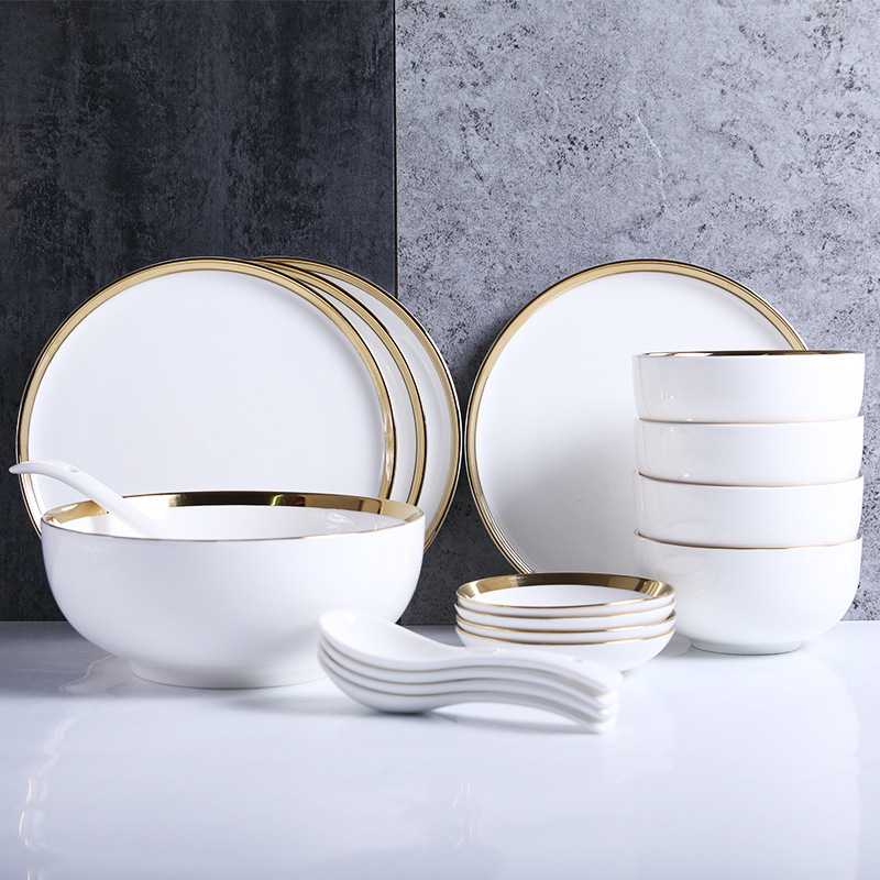 北欧餐具套装创意陶瓷菜盘子味碟家用碗筷饭碗陶瓷碗盘碟礼品定制