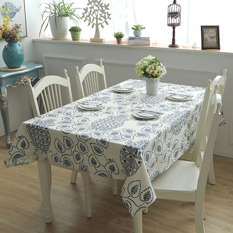 Moderne minimalistische Couchtisch- und Esstischdecke aus doppelgewebtem, dickem Canvas mit Blatt- und Blumenmuster, komplett aus Baumwolle._voghion.com