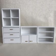 1:12迷你娃娃屋dollhouse玩具模型小屋迷你家具 白色组合柜