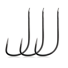 Japanese Hook One-Point Sharp TG Black Sleeve No-Barbed Hook with Line Slot, 100 Pieces