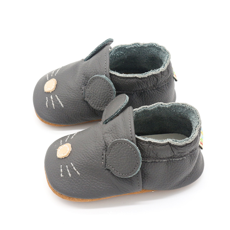 chaussons cuir souple avec semelle antidérapante