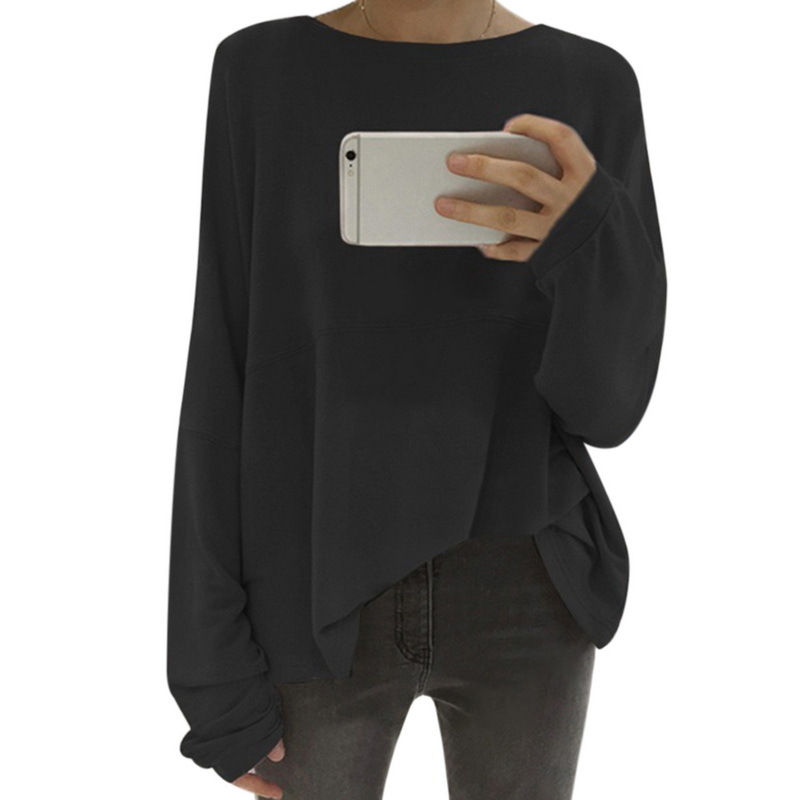Off Shoulder Irregular Hem T Shirt Loose Fit Puffed Sleeves Minimalist Design Casual Wear for All Seasons Wholesale