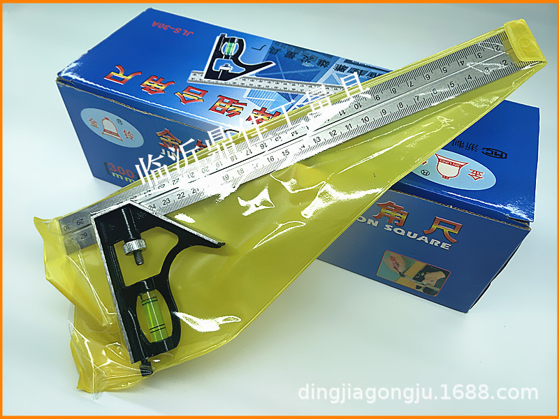 供应优质金铃 300mm带水平活动组合角尺 直角尺 量具 角度尺