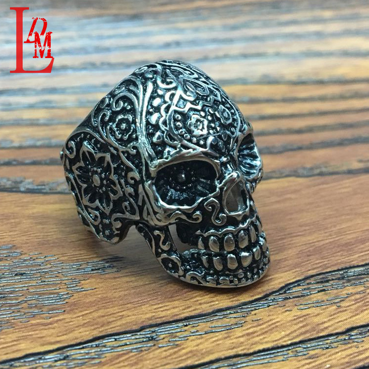 速2018热销不锈钢铸造戒指 霸气骷髅头不锈钢戒指 跨境ring men