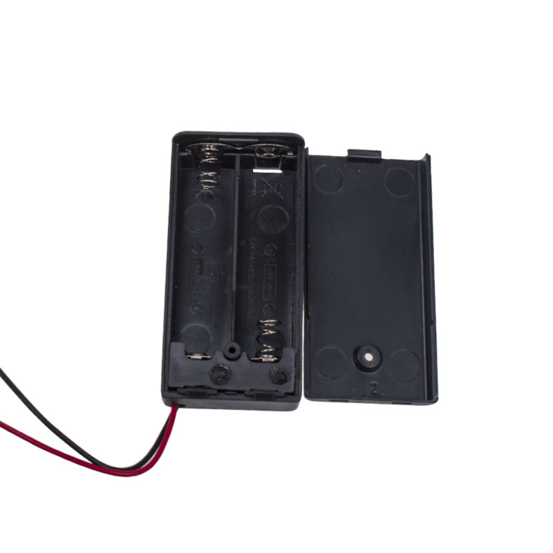 供应电池盒 2节5号环保带开关大量现货供应ABS黑色电池盒厂家直销|ru