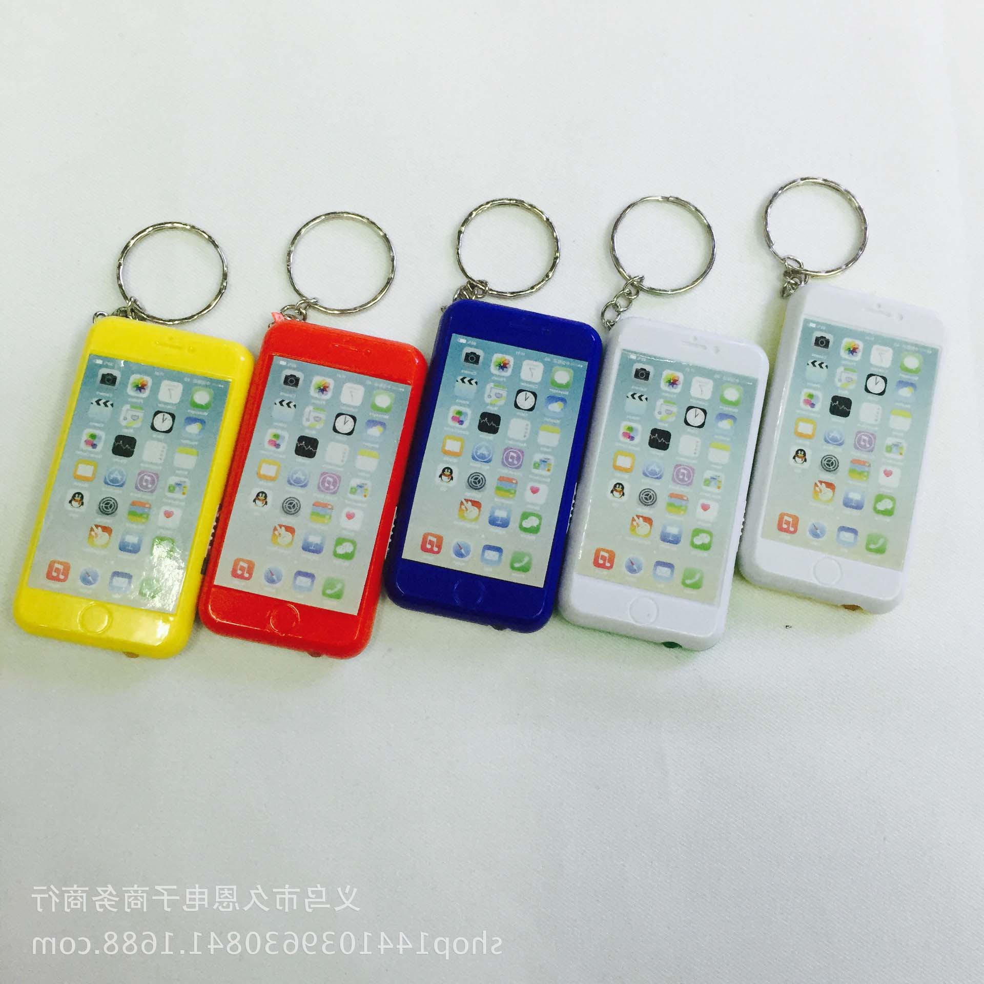 Exquisito lindo mini iPhone modelo de teléfono móvil Luz Moda LED llavero colgante