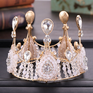 Hairpin hair clip hair accessories for women Crown style crystal circle crown small birthday cake crown wedding performance headdress