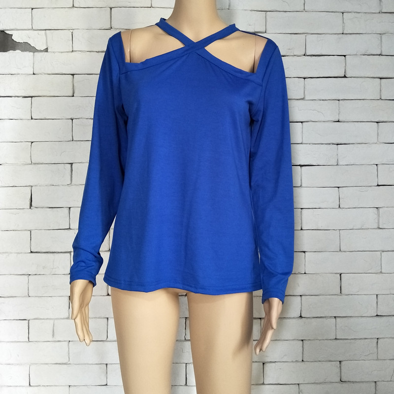 Women's Clothing halter neck long sleeved T shirt women's bottoming shirt hot spring and autumn hot girl slim top_voghion.com