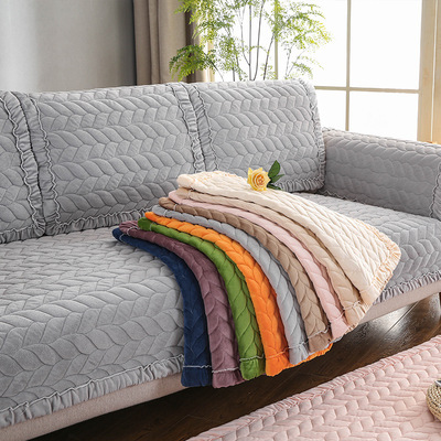 厂家直销冬季毛绒沙发垫加厚欧式简约现代客厅垫子北欧防滑套定做