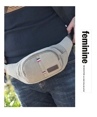 现货批发新款男士帆布运动腰包户外大容量收银手机腰包收纳钱包|ru