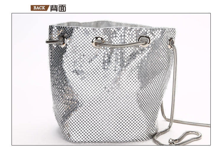 Creative Korean Fashion Sequin Pumping Bucket Bag Diamond Evening Bag Chain Shoulder Messenger Bag display picture 4