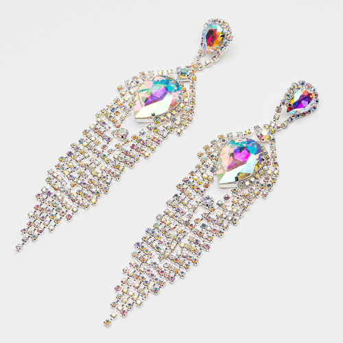 Earrings national AB color Women ballroom latin dance performance Tassel Earrings accessories nightclub accessories Earrings