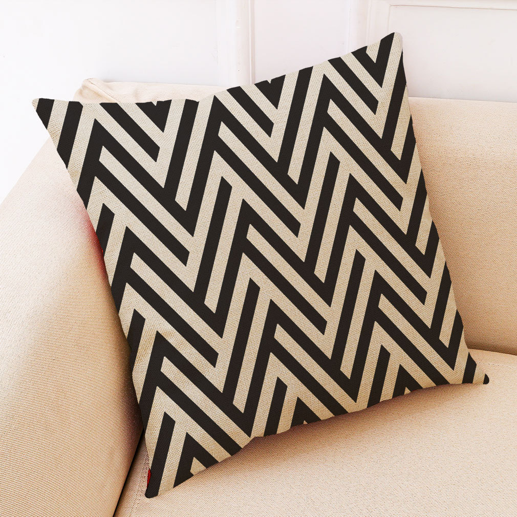 wish 亚马逊 ebay新款时尚几何图案棉麻抱枕套 汽车抱枕定制