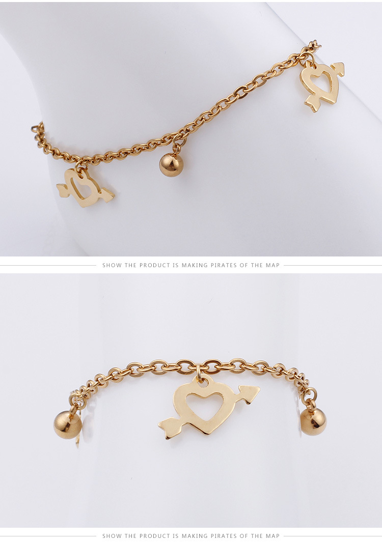 stainless steel korean style heart-shaped anklet wholesale jewelry Nihaojewelry