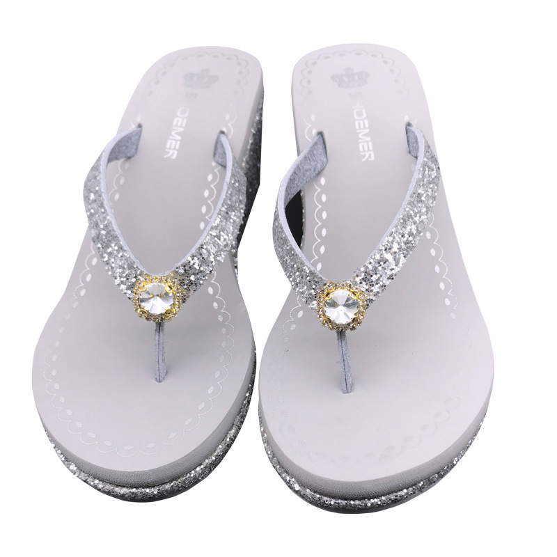 Frau Lässig Einfarbig Pailletten Strass T-Strap Flip-Flops display picture 11