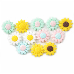 Creative Double Color Sunflower Beads DIY Sunflower Flower Teeth Grinding Necklace Accessory Loose Beads Wholesale