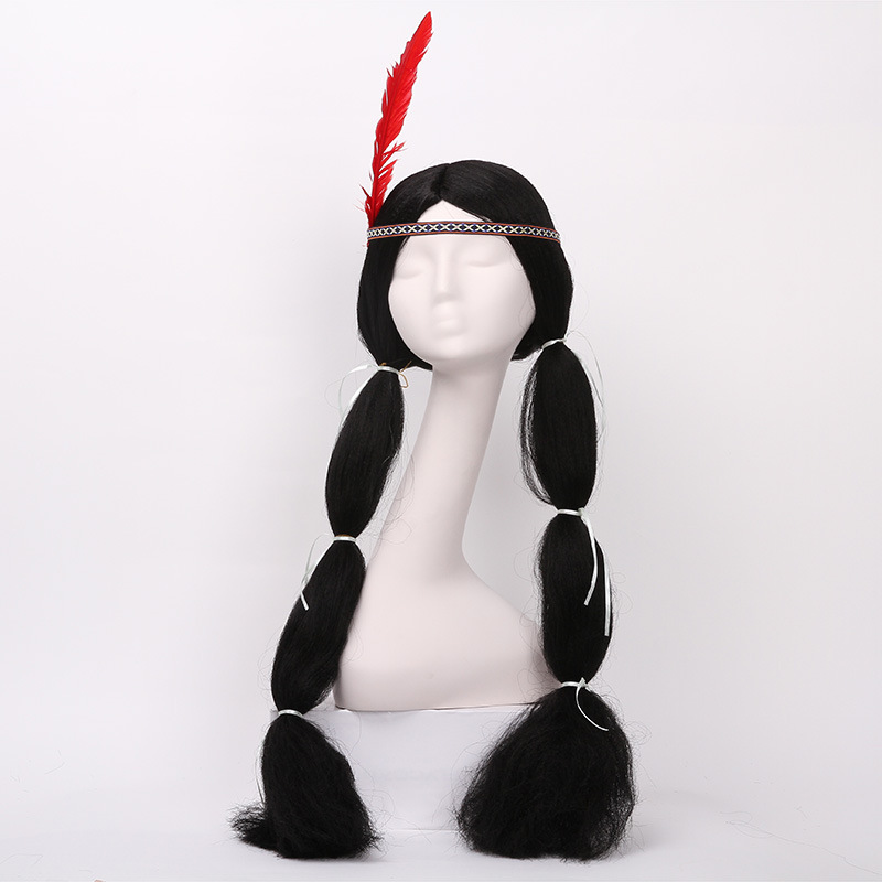 Newlook IMG - 1300 Negro doble cola de caballo gran trenza peluca de vacaciones peluca de Halloween