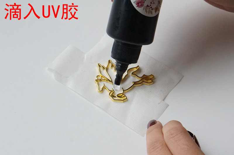 Cinta transparente DIY accesorios de marco de metal pegamento UV cristal epoxi marco de metal hecho a mano accesorios lago luz piedra color