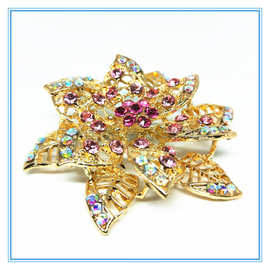 烧焊胸针花 彩色玻璃钻点缀花型 各式服装配饰烧焊胸花 鞋花订做