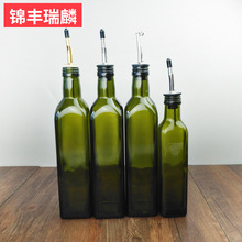 批发500ml墨绿色棕色方形橄榄油玻璃瓶 麻油瓶油瓶750ml