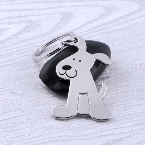 Manufacturer wholesale keychain metal glossy dog ​​simulation pet dog advertising small gifts laser engraving logo pendant