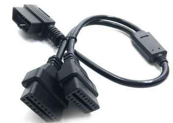 汽车L型OBD2分线器 一分二转换线 车载电脑延长线 适用2电子设备