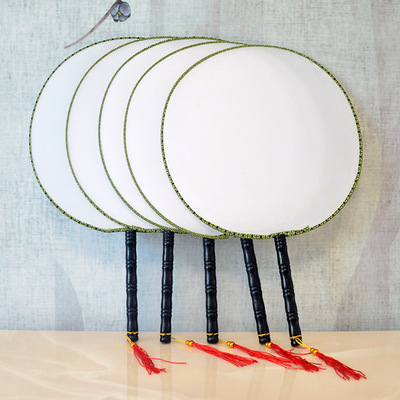 Large 24cm Wooden handle blank draw circular fan Gongshan Yuan Fan diy painting Fan white Fan factory goods in stock