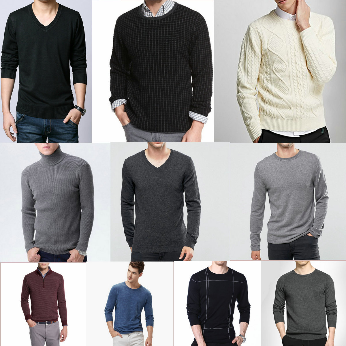 秋冬2018 夜市地摊杂款男装外贸库存毛衣 纯色男装新长袖尾货清仓