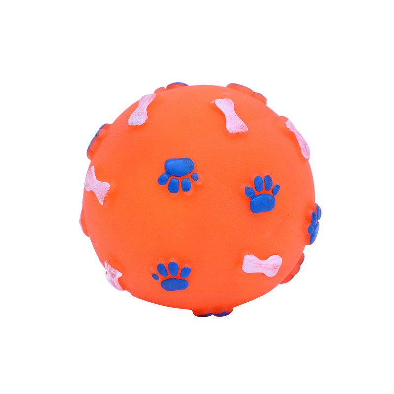 Perro de juguete vinilo huellas de hueso bola mascota juguete de sonido molar limpieza dental juguete para Mascotas Fábrica al por mayor