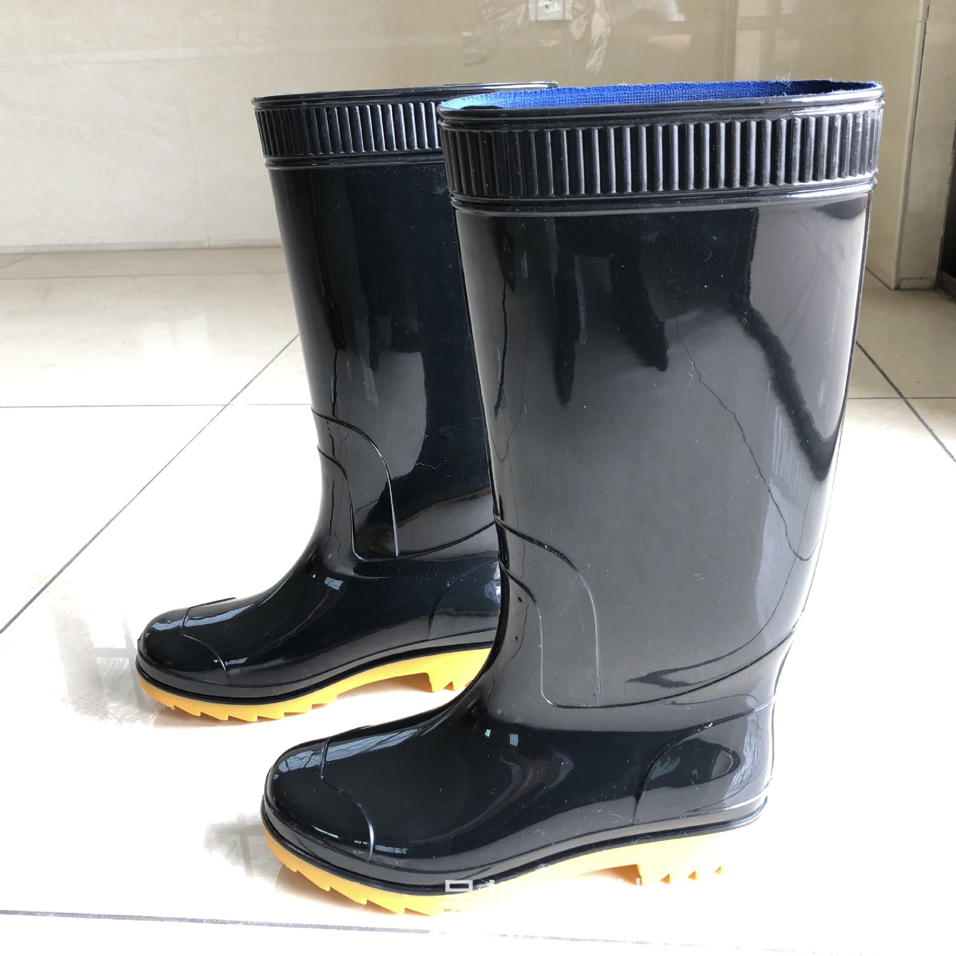 男高筒有布水鞋PVC塑料工作雨鞋水鞋工矿鞋劳保鞋高筒雨靴-阿里巴巴