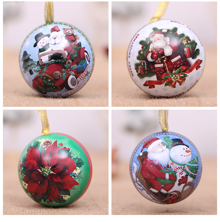 Decorazioni natalizie Scatola di latta natalizia Scatola di caramelle Regalo per bambini Ciondolo a sfera in ferro_voghion.com