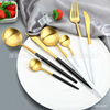 Gold plating brushed Portuguese tableware Western food restaurant beef knife and fork 304 stainless steel tableware set cross -border