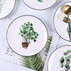 Ceramic green creative cartoon plant lamp, set home use, tableware