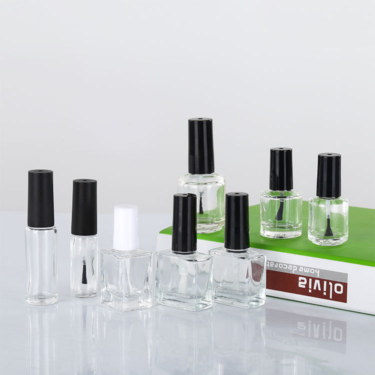 带刷毛多规格5ML8ML12ML方型指甲瓶 椭圆形透明胶水瓶家用补漆瓶