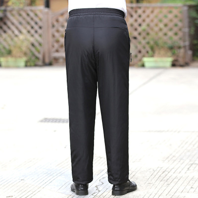 Middle-aged and elderly people cotton-padded trousers winter Plush thickening dad Winter clothes Easy Tight waist trousers Warm pants 7713