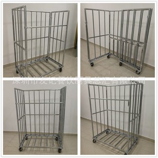 Youji kitchenware stainless steel guardrail stainless steel cage car logistics trolley stainless steel folding cage car cargo trolley