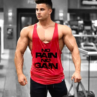 新款速卖通男士健美健身肌肉运动NO PAIN NO GAIN印花背心 棉