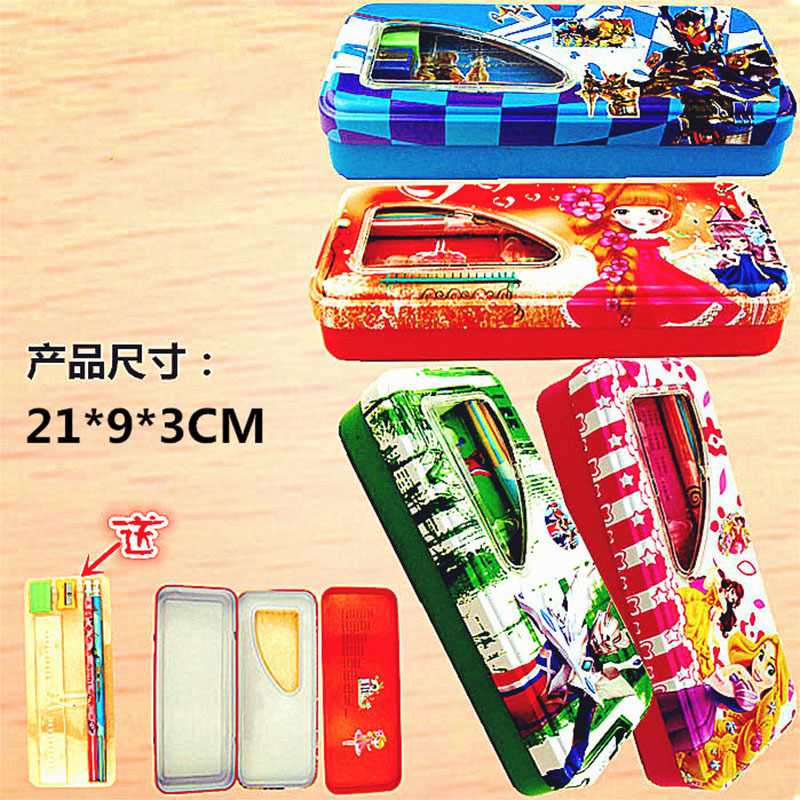 直销创意卡通铁文具盒马口铁男女生铅笔盒儿童学习用品文具批发|ms