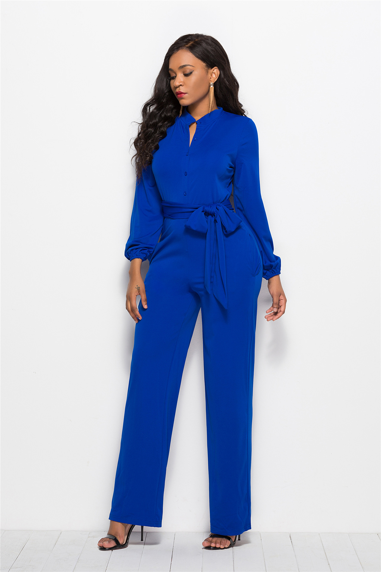 solid color wide-leg jumpsuit NSLM30294