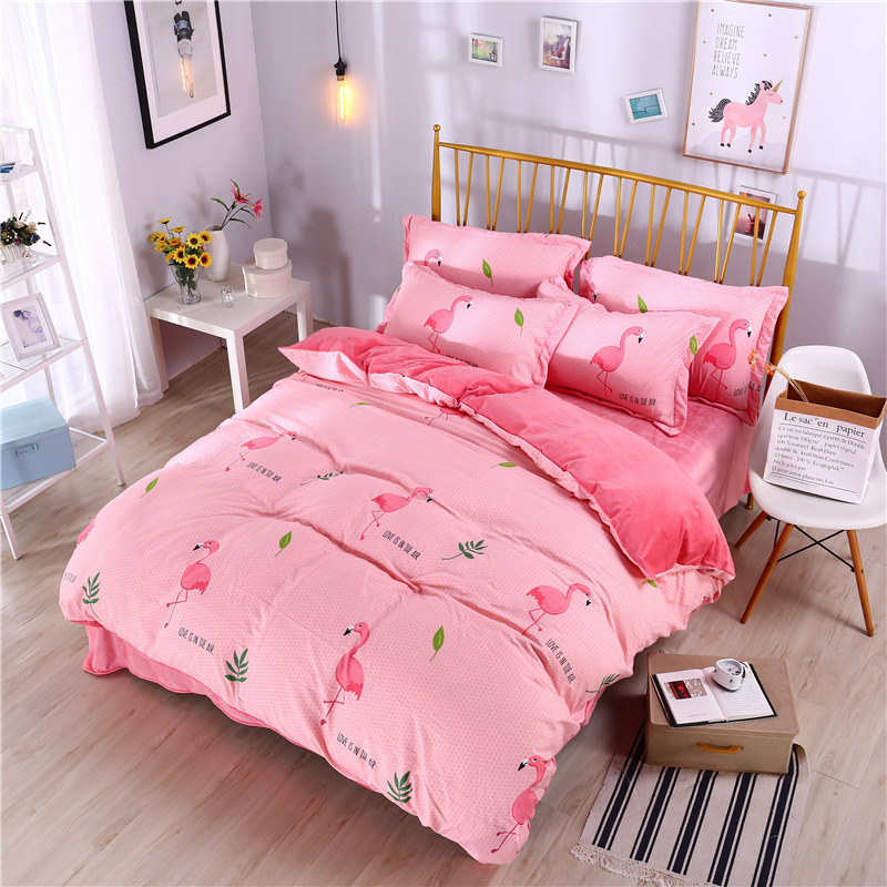 厂家直销2018秋冬加厚水晶绒四件套棉加绒床单ins风网红同款|ru