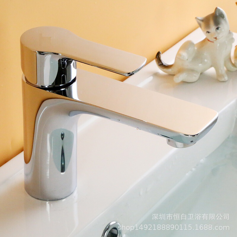 Constant white bathroom all copper faucet wholesale special counter basin faucet basin plus high foot hot and cold faucet