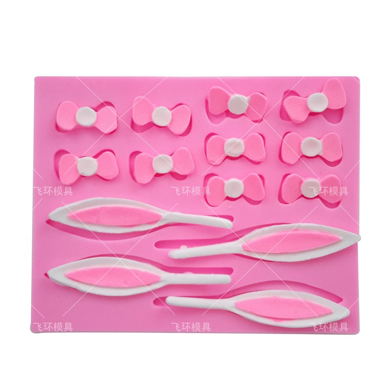 Fondant molde de silicona Orejas de conejo bowknot pastel de chocolate molde de silicona molde de fondant de chocolate
