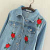 Korean Edition single breasted Rose Embroidered cowboy short coat 