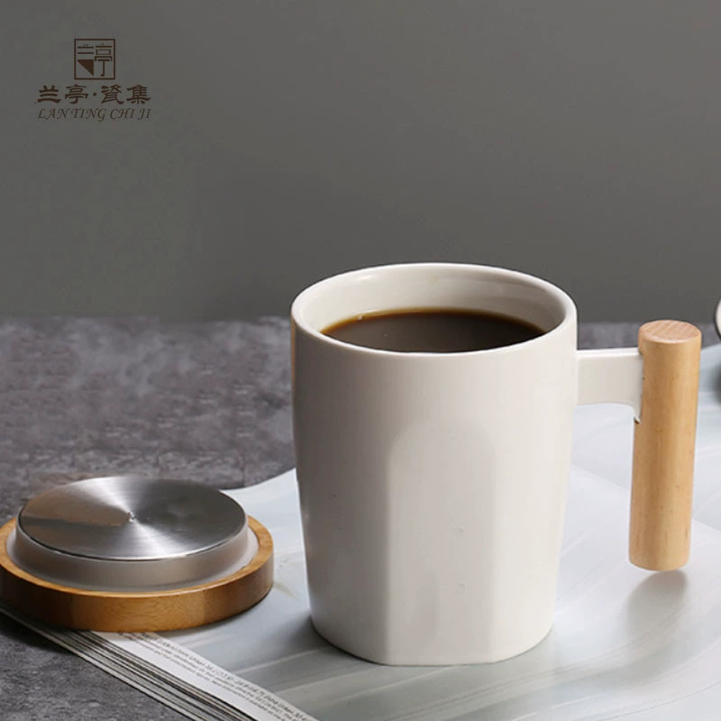 Creative Cup Ceramics Mark Cup Woodpower Coffee Cup Office Water Cup Black and White Couple Cup Business Gift
