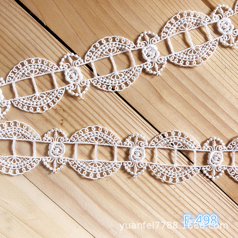 E-498新韩版可穿丝带涤纶丝玫瑰花半圆刺绣镂空蕾丝花边洋装辅料