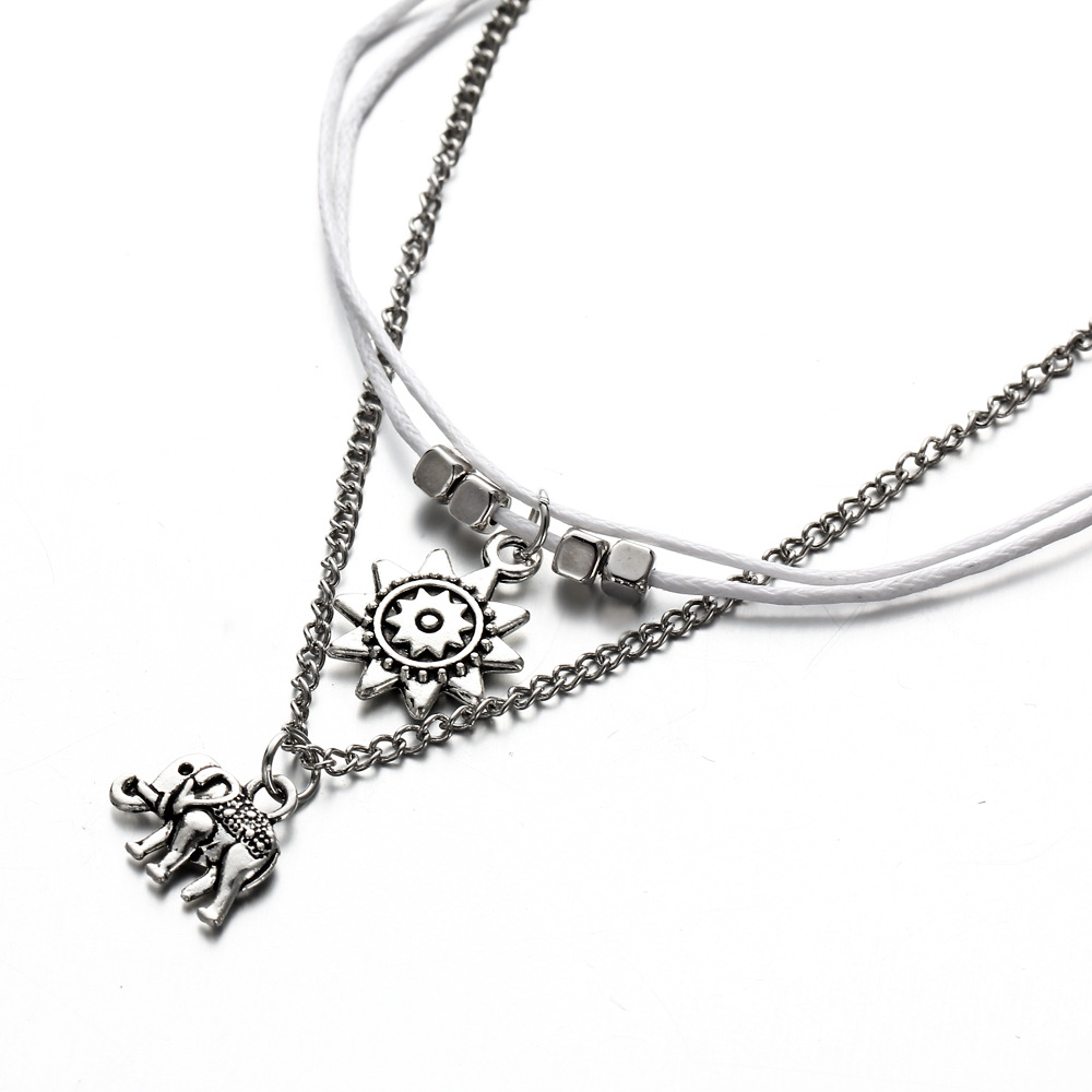 European And American Jewelry Elephant Sun Three Layers Retro Fashion Women's Chain Alloy Bracelet