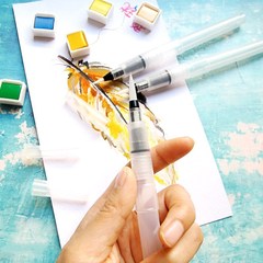 固體水彩筆 水彩自來水筆3支套裝 尼龍毛注水軟筆 學生美術工具