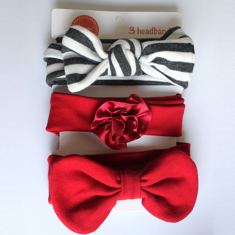 Fashion Bow Knot Cotton Printing Hair Band 3 Pieces3