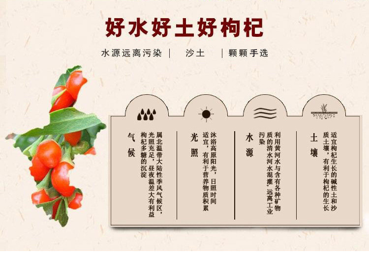 Dried Ningxia Goji Berries 180 Large Grade Goji Fruit Ready to Eat 500g Bag key features